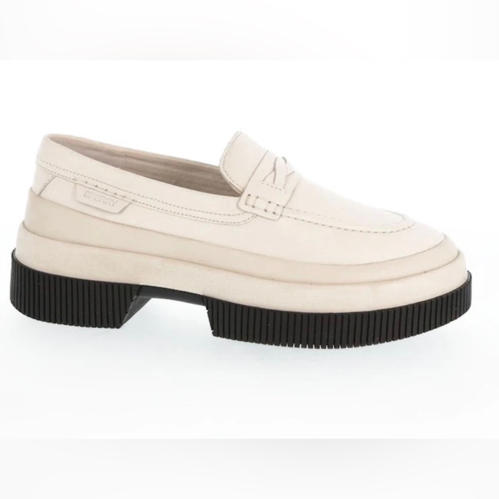 Sperry highland white platform loafer slip on shoe